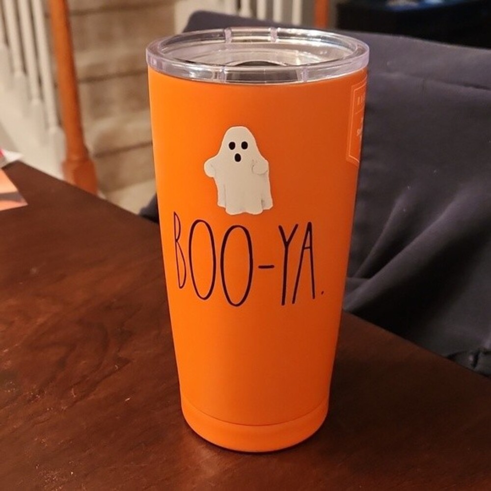 Rae Dunn "Boo-Ya" Ghost Halloween Orange Stainless Steel Tumbler NWT